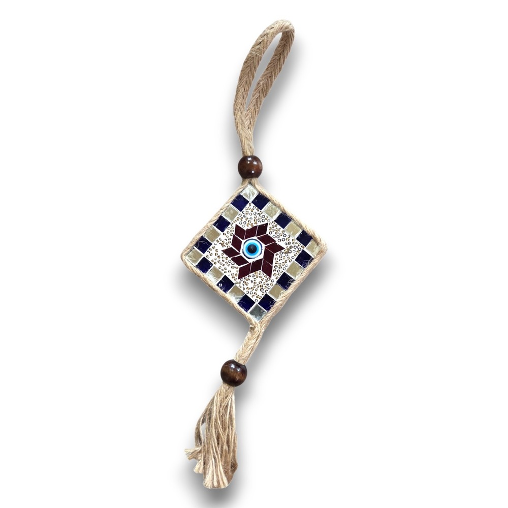 Evil Eye Glass Mosaic Pendant Decor Wall Hanging 13''